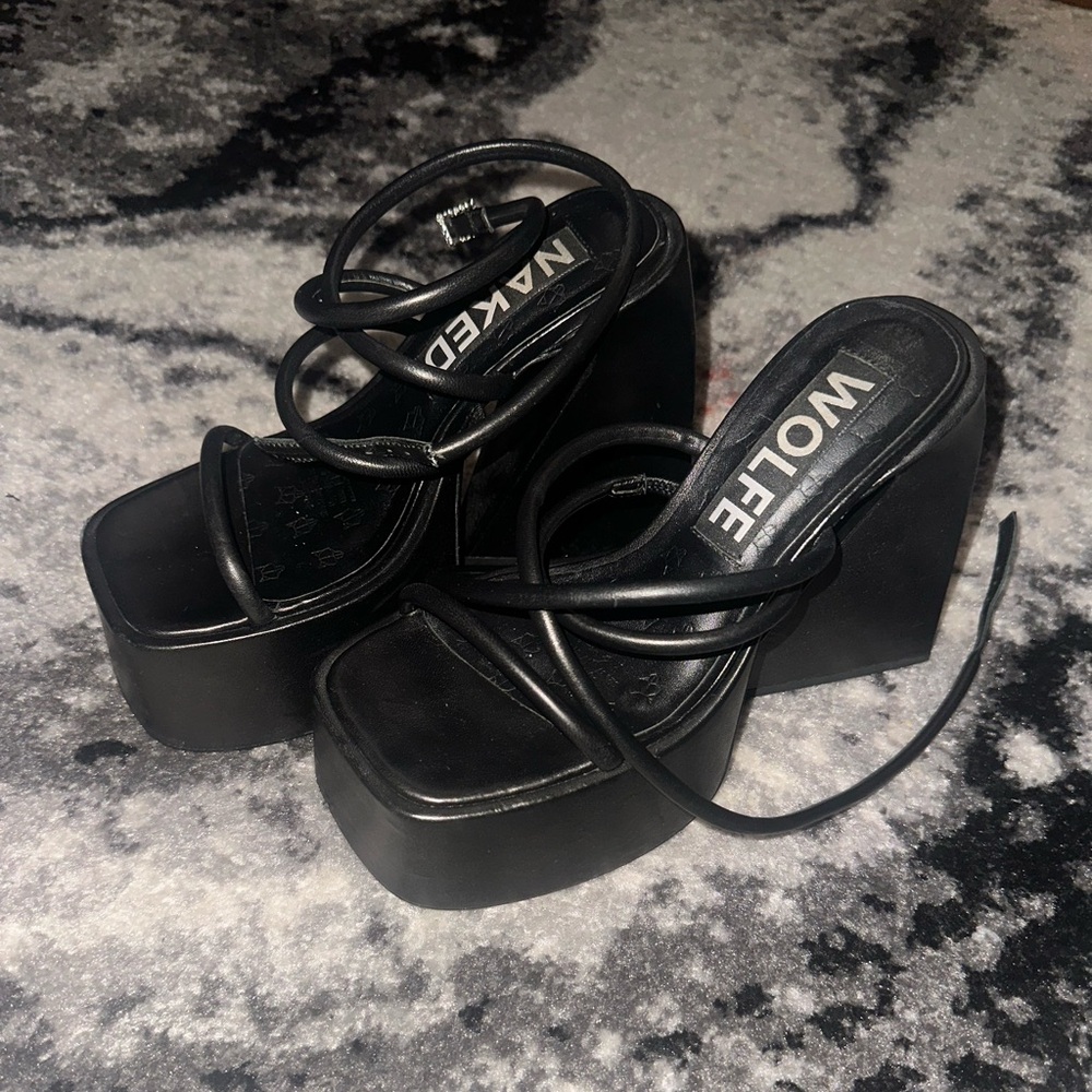 NAKED WOLFE Black Platform Sandals